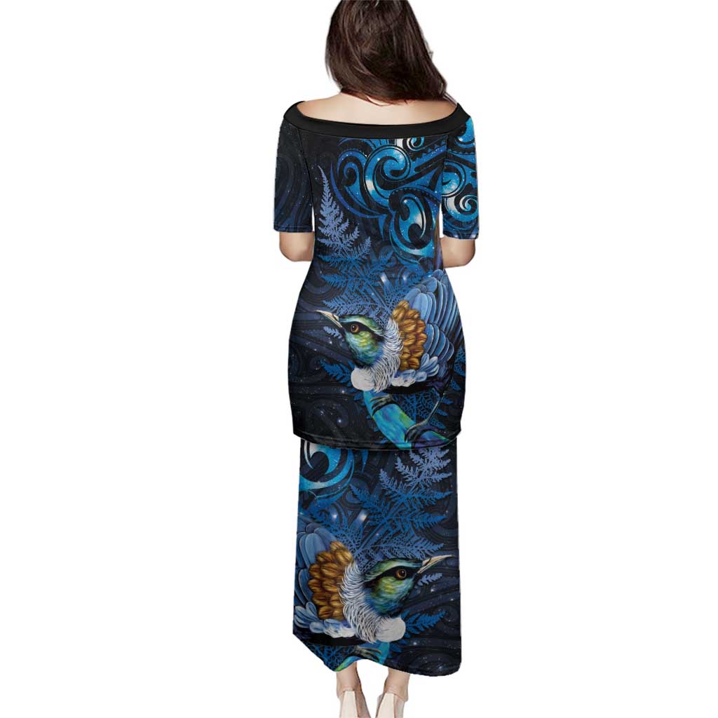 Aotearoa Matariki Family Matching Puletasi and Hawaiian Shirt Maori Tribal with Silver Fern and Tui Bird Galaxy Style - Aussie Hoodie