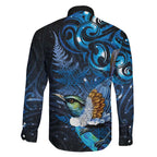 Aotearoa Matariki Family Matching Tank Maxi Dress and Hawaiian Shirt Maori Tribal with Silver Fern and Tui Bird Galaxy Style - Aussie Hoodie