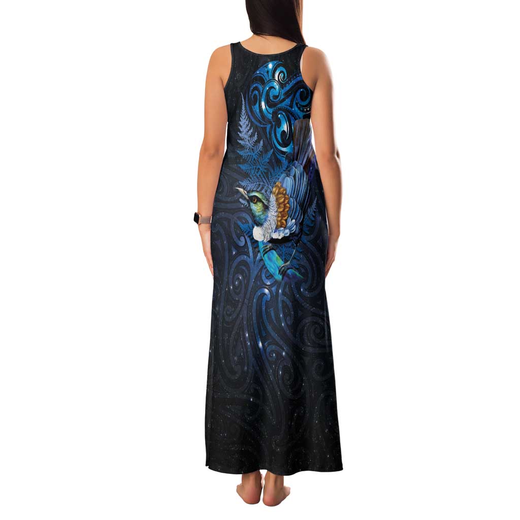 Aotearoa Matariki Family Matching Tank Maxi Dress and Hawaiian Shirt Maori Tribal with Silver Fern and Tui Bird Galaxy Style - Aussie Hoodie