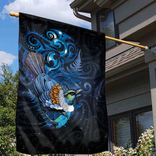 Aotearoa Matariki Garden Flag Maori Tribal with Silver Fern and Tui Bird Galaxy Style - Aussie Hoodie
