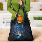 Aotearoa Matariki Grocery Bag Maori Tribal with Silver Fern and Tui Bird Galaxy Style - Aussie Hoodie
