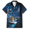 Aotearoa Matariki Hawaiian Shirt Maori Tribal with Silver Fern and Tui Bird Galaxy Style - Aussie Hoodie