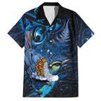 Aotearoa Matariki Hawaiian Shirt Maori Tribal with Silver Fern and Tui Bird Galaxy Style - Aussie Hoodie