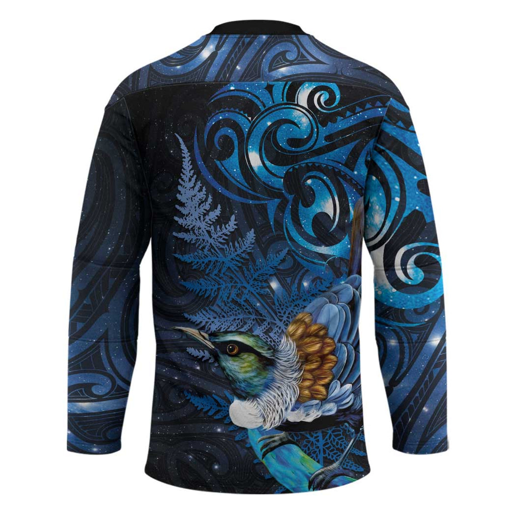 Aotearoa Matariki Hockey Jersey Maori Tribal with Silver Fern and Tui Bird Galaxy Style - Aussie Hoodie