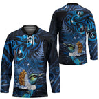 Aotearoa Matariki Hockey Jersey Maori Tribal with Silver Fern and Tui Bird Galaxy Style - Aussie Hoodie