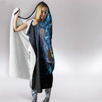 Aotearoa Matariki Hooded Blanket Maori Tribal with Silver Fern and Tui Bird Galaxy Style - Aussie Hoodie
