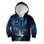 Aotearoa Matariki Kid Hoodie Maori Tribal with Silver Fern and Tui Bird Galaxy Style - Aussie Hoodie