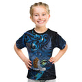 Aotearoa Matariki Kid T Shirt Maori Tribal with Silver Fern and Tui Bird Galaxy Style - Aussie Hoodie