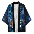 Aotearoa Matariki Kimono Maori Tribal with Silver Fern and Tui Bird Galaxy Style - Aussie Hoodie