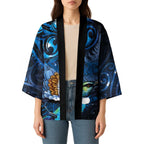 Aotearoa Matariki Kimono Maori Tribal with Silver Fern and Tui Bird Galaxy Style - Aussie Hoodie