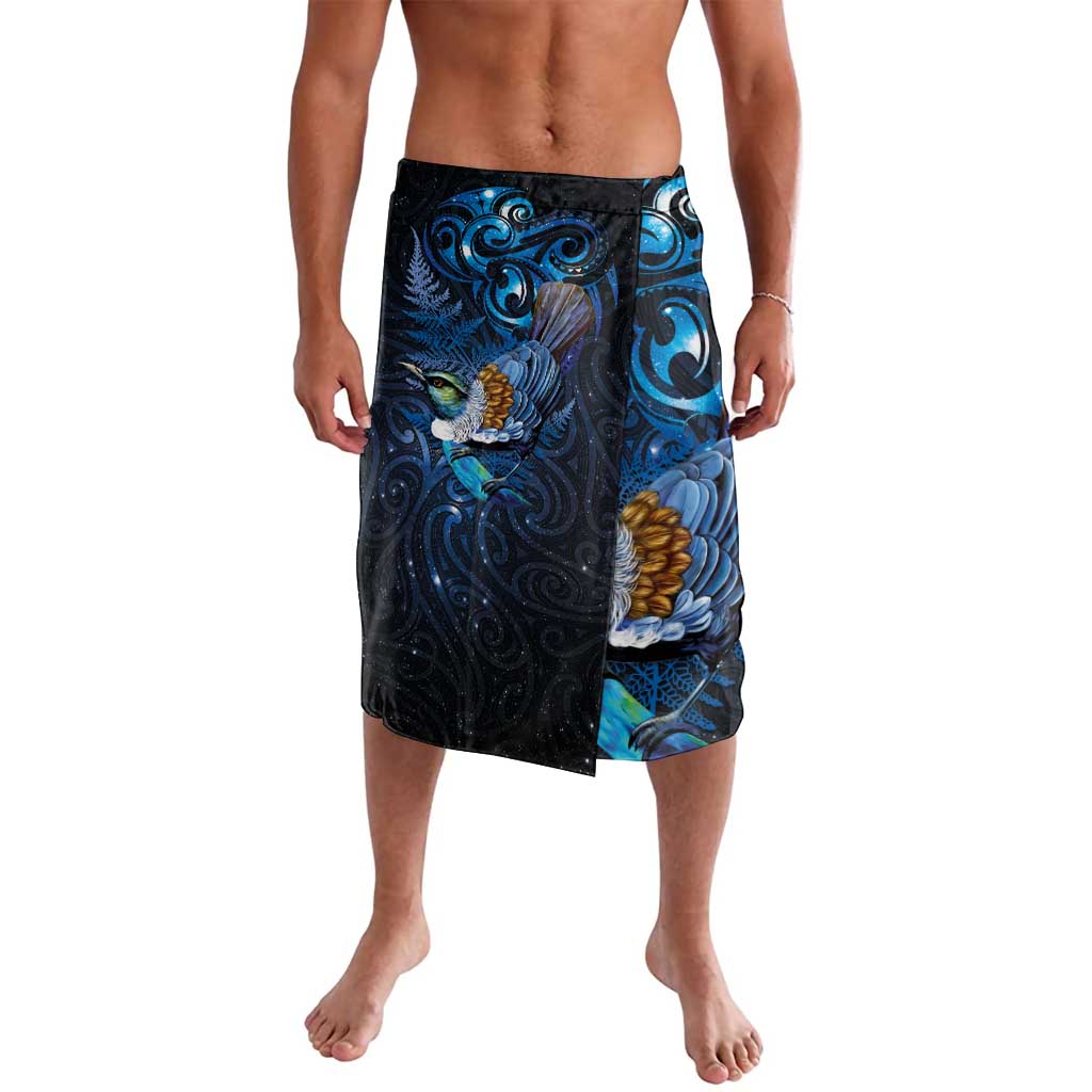 Aotearoa Matariki Lavalava Maori Tribal with Silver Fern and Tui Bird Galaxy Style - Aussie Hoodie