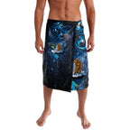 Aotearoa Matariki Lavalava Maori Tribal with Silver Fern and Tui Bird Galaxy Style - Aussie Hoodie