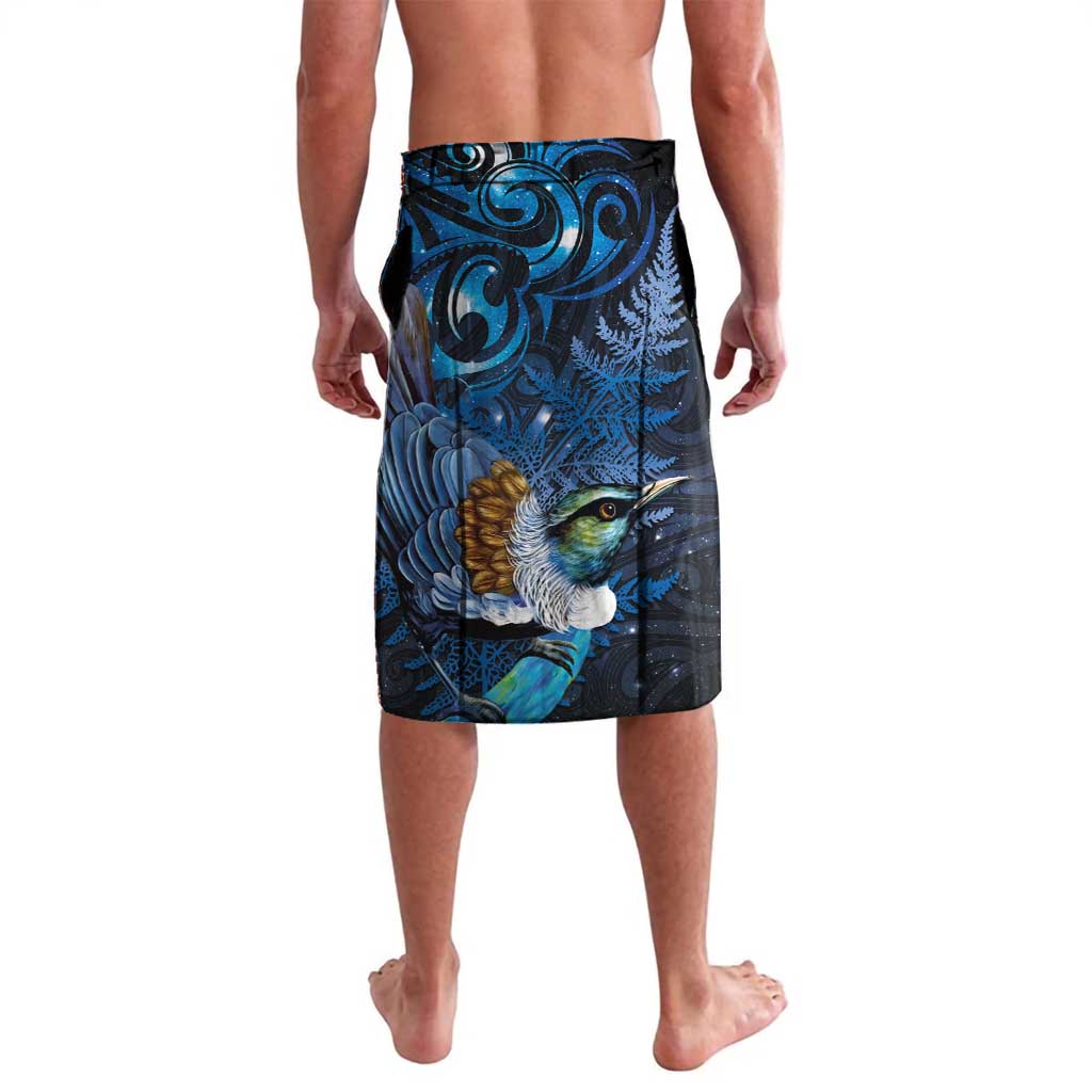 Aotearoa Matariki Lavalava Maori Tribal with Silver Fern and Tui Bird Galaxy Style - Aussie Hoodie