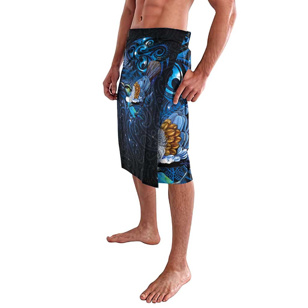Aotearoa Matariki Lavalava Maori Tribal with Silver Fern and Tui Bird Galaxy Style - Aussie Hoodie