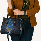 Aotearoa Matariki Leather Bag Maori Tribal with Silver Fern and Tui Bird Galaxy Style - Aussie Hoodie