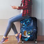 Aotearoa Matariki Luggage Cover Maori Tribal with Silver Fern and Tui Bird Galaxy Style - Aussie Hoodie
