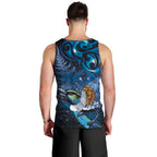 Aotearoa Matariki Men Tank Top Maori Tribal with Silver Fern and Tui Bird Galaxy Style - Aussie Hoodie