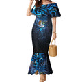 Aotearoa Matariki Mermaid Dress Maori Tribal with Silver Fern and Tui Bird Galaxy Style - Aussie Hoodie