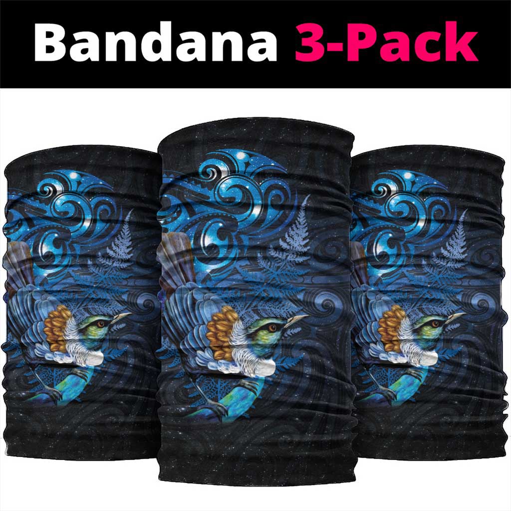 Aotearoa Matariki Neck Gaiter Maori Tribal with Silver Fern and Tui Bird Galaxy Style - Aussie Hoodie