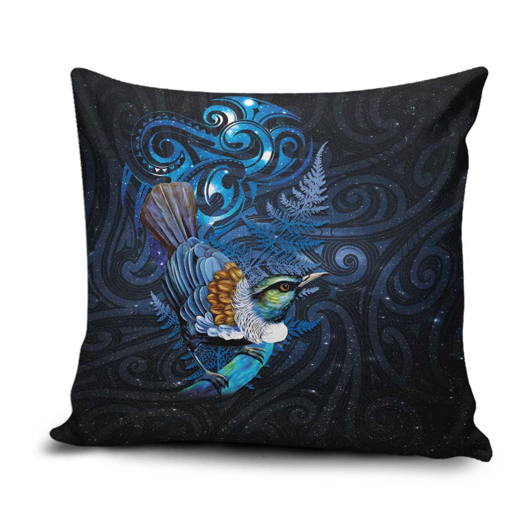 Aotearoa Matariki Pillow Cover Maori Tribal with Silver Fern and Tui Bird Galaxy Style - Aussie Hoodie