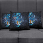 Aotearoa Matariki Pillow Cover Maori Tribal with Silver Fern and Tui Bird Galaxy Style - Aussie Hoodie