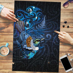 Aotearoa Matariki Puzzle Maori Tribal with Silver Fern and Tui Bird Galaxy Style - Aussie Hoodie