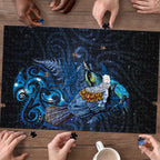 Aotearoa Matariki Puzzle Maori Tribal with Silver Fern and Tui Bird Galaxy Style - Aussie Hoodie