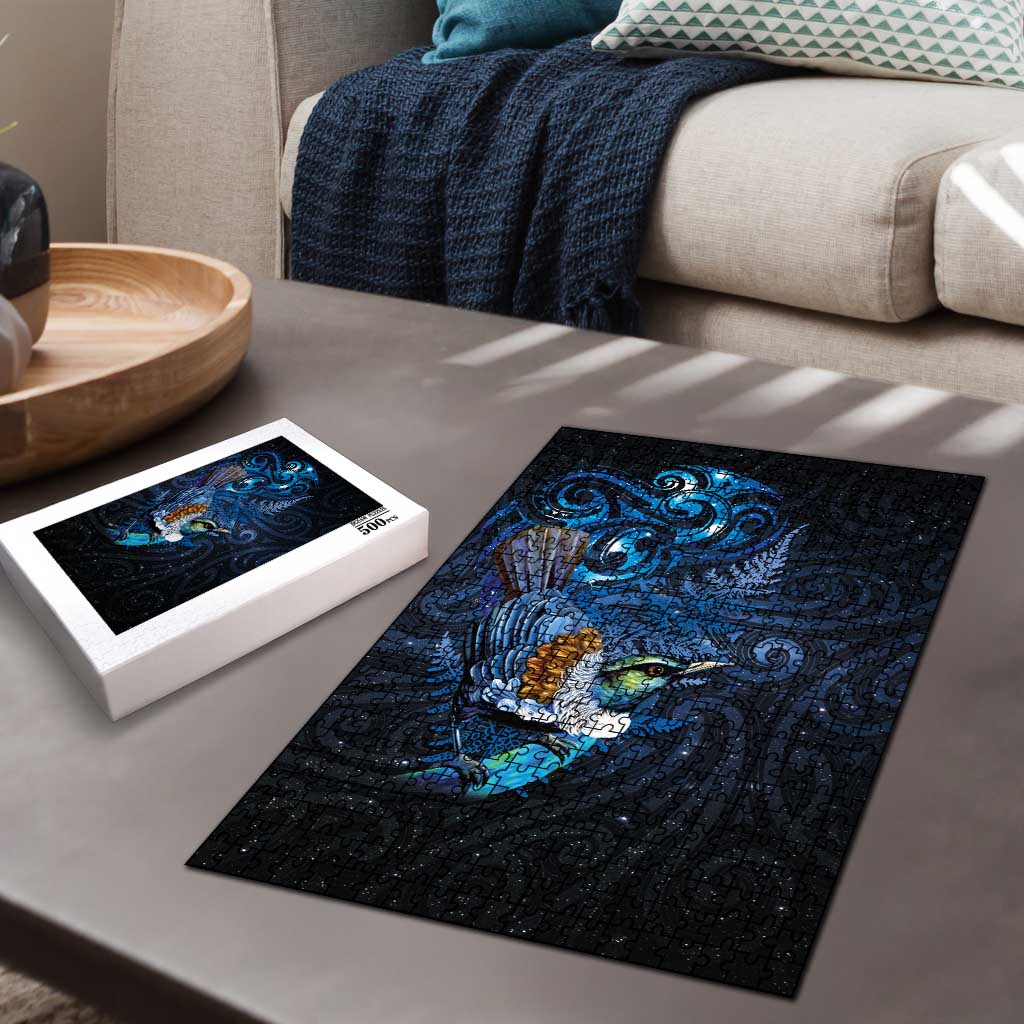 Aotearoa Matariki Puzzle Maori Tribal with Silver Fern and Tui Bird Galaxy Style - Aussie Hoodie
