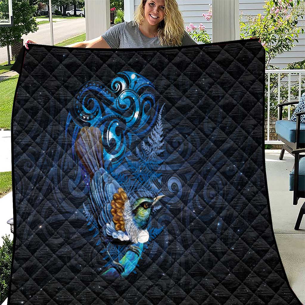 Aotearoa Matariki Quilt Maori Tribal with Silver Fern and Tui Bird Galaxy Style - Aussie Hoodie
