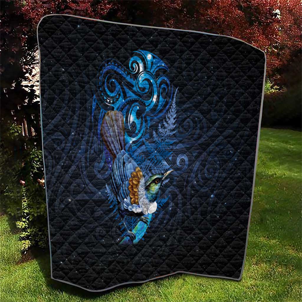 Aotearoa Matariki Quilt Maori Tribal with Silver Fern and Tui Bird Galaxy Style - Aussie Hoodie