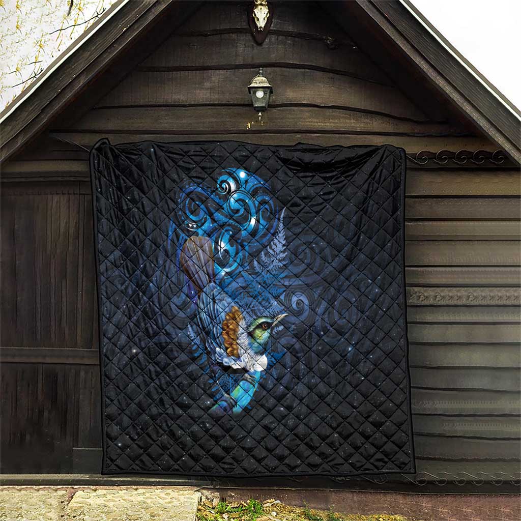Aotearoa Matariki Quilt Maori Tribal with Silver Fern and Tui Bird Galaxy Style - Aussie Hoodie