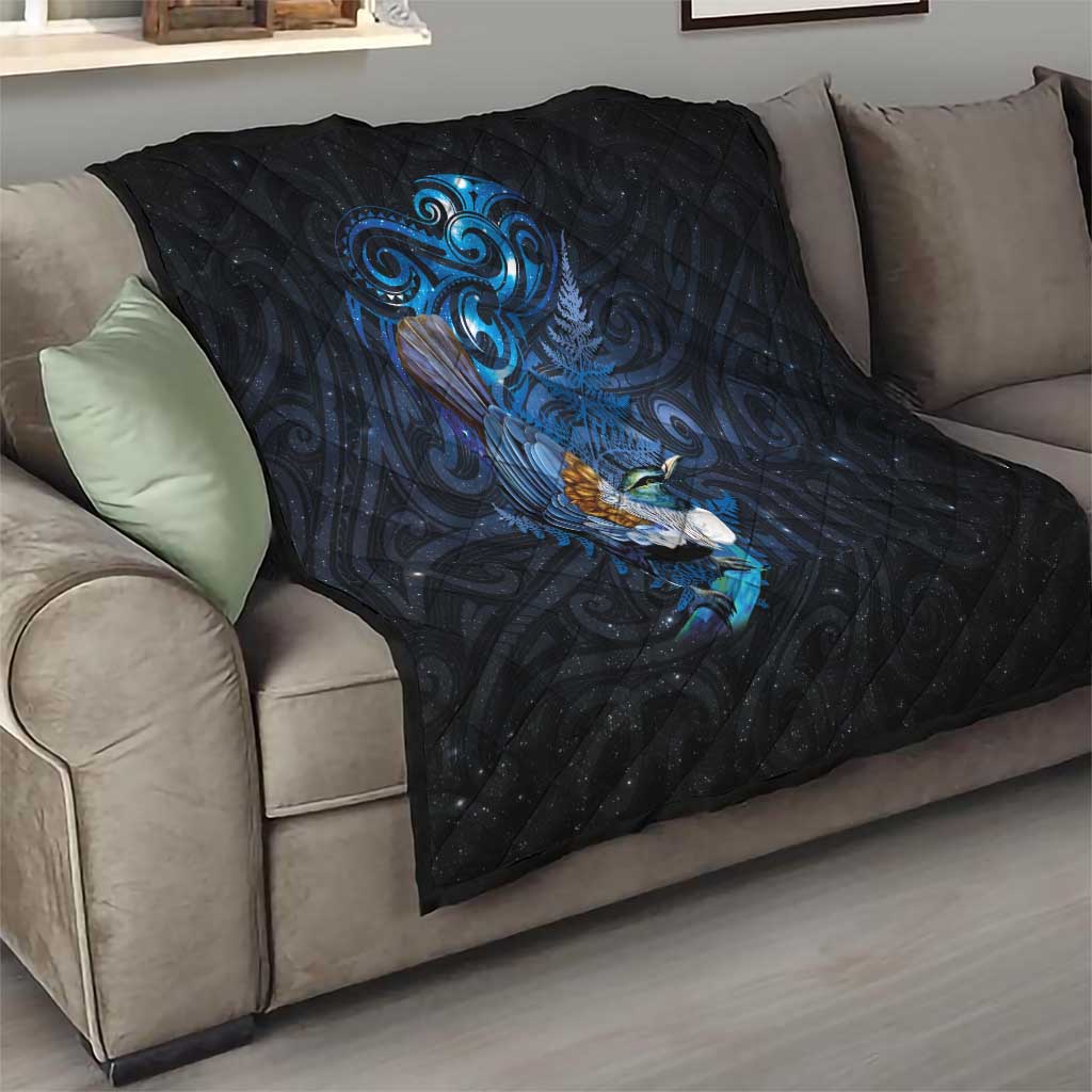 Aotearoa Matariki Quilt Maori Tribal with Silver Fern and Tui Bird Galaxy Style - Aussie Hoodie