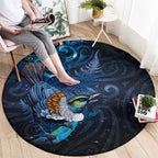 Aotearoa Matariki Round Carpet Maori Tribal with Silver Fern and Tui Bird Galaxy Style - Aussie Hoodie