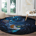Aotearoa Matariki Round Carpet Maori Tribal with Silver Fern and Tui Bird Galaxy Style - Aussie Hoodie
