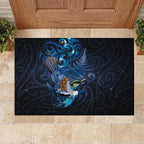 Aotearoa Matariki Rubber Doormat Maori Tribal with Silver Fern and Tui Bird Galaxy Style - Aussie Hoodie