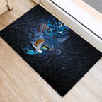 Aotearoa Matariki Rubber Doormat Maori Tribal with Silver Fern and Tui Bird Galaxy Style - Aussie Hoodie