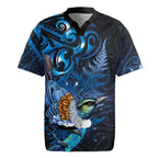 Aotearoa Matariki Rugby Jersey Maori Tribal with Silver Fern and Tui Bird Galaxy Style - Aussie Hoodie