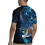 Aotearoa Matariki Rugby Jersey Maori Tribal with Silver Fern and Tui Bird Galaxy Style - Aussie Hoodie