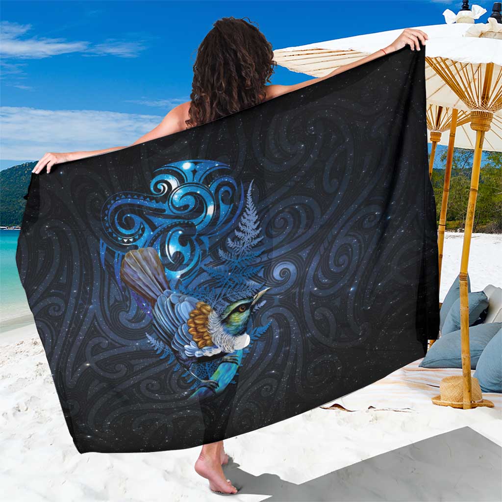 Aotearoa Matariki Sarong Maori Tribal with Silver Fern and Tui Bird Galaxy Style - Aussie Hoodie