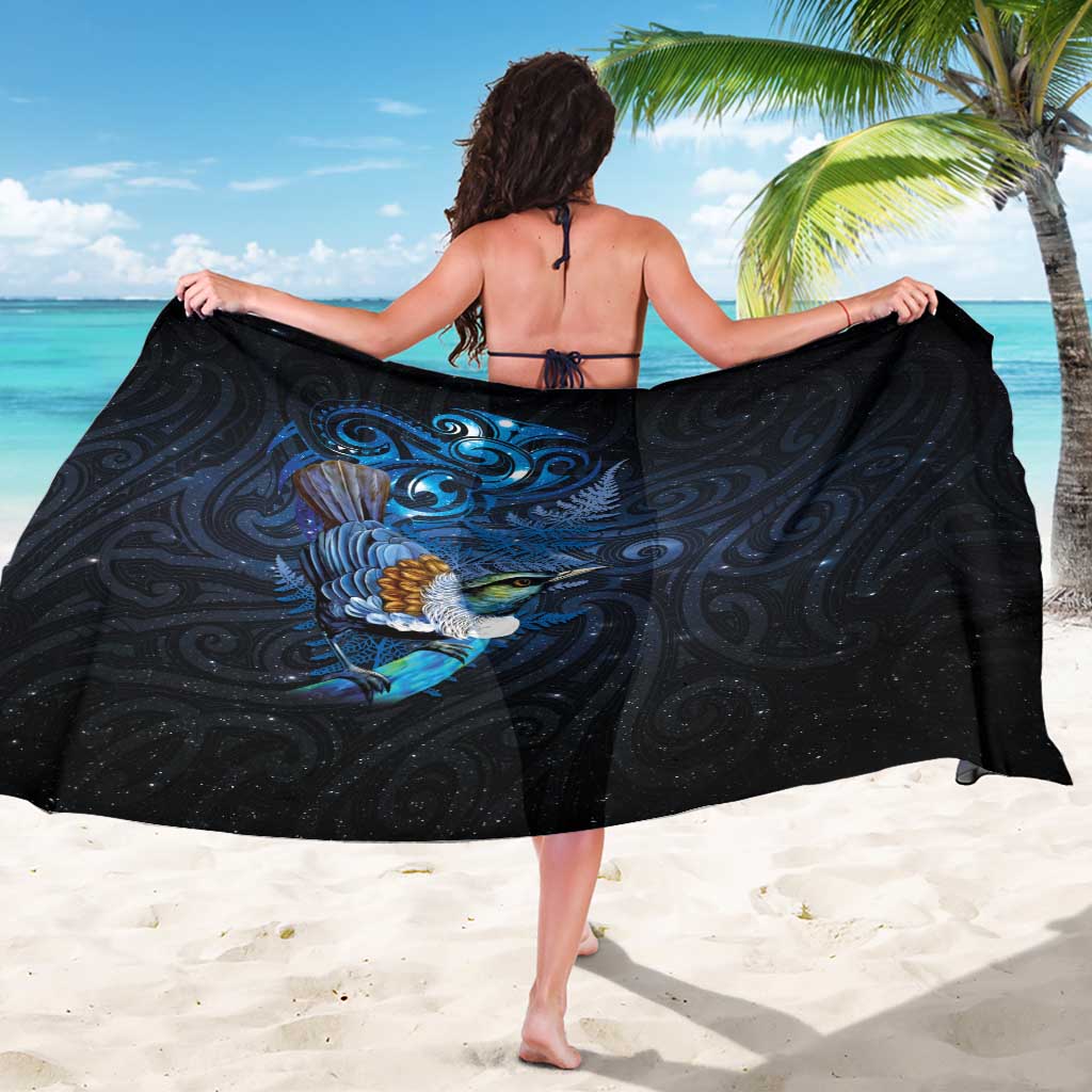 Aotearoa Matariki Sarong Maori Tribal with Silver Fern and Tui Bird Galaxy Style - Aussie Hoodie