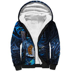Aotearoa Matariki Sherpa Hoodie Maori Tribal with Silver Fern and Tui Bird Galaxy Style - Aussie Hoodie