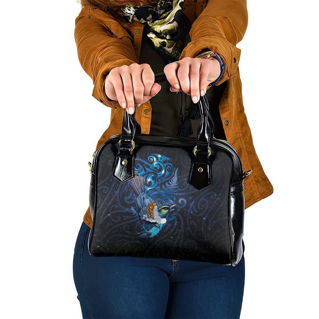 Aotearoa Matariki Shoulder Handbag Maori Tribal with Silver Fern and Tui Bird Galaxy Style - Aussie Hoodie