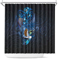 Aotearoa Matariki Shower Curtain Maori Tribal with Silver Fern and Tui Bird Galaxy Style - Aussie Hoodie