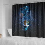 Aotearoa Matariki Shower Curtain Maori Tribal with Silver Fern and Tui Bird Galaxy Style - Aussie Hoodie