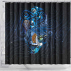 Aotearoa Matariki Shower Curtain Maori Tribal with Silver Fern and Tui Bird Galaxy Style - Aussie Hoodie