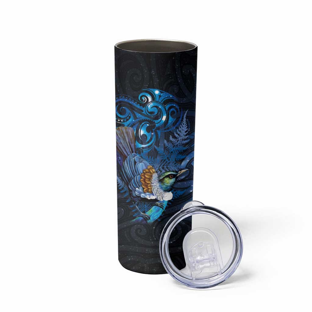 Aotearoa Matariki Skinny Tumbler Maori Tribal with Silver Fern and Tui Bird Galaxy Style - Aussie Hoodie