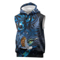 Aotearoa Matariki Sleeveless Hoodie Maori Tribal with Silver Fern and Tui Bird Galaxy Style - Aussie Hoodie