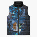 Aotearoa Matariki Sleeveless Puffer Jacket Maori Tribal with Silver Fern and Tui Bird Galaxy Style - Aussie Hoodie