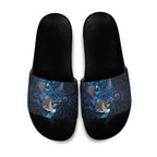 Aotearoa Matariki Slide Sandals Maori Tribal with Silver Fern and Tui Bird Galaxy Style - Aussie Hoodie