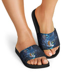 Aotearoa Matariki Slide Sandals Maori Tribal with Silver Fern and Tui Bird Galaxy Style - Aussie Hoodie